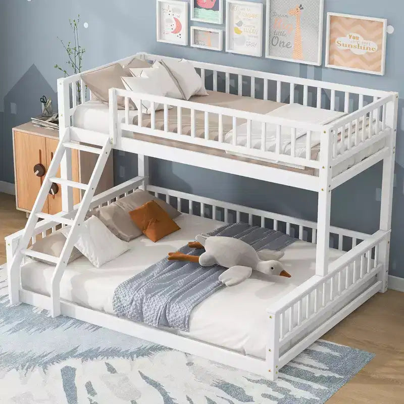 Lit en bois Twin XL avec garde-corps, échelle, assemblage facile