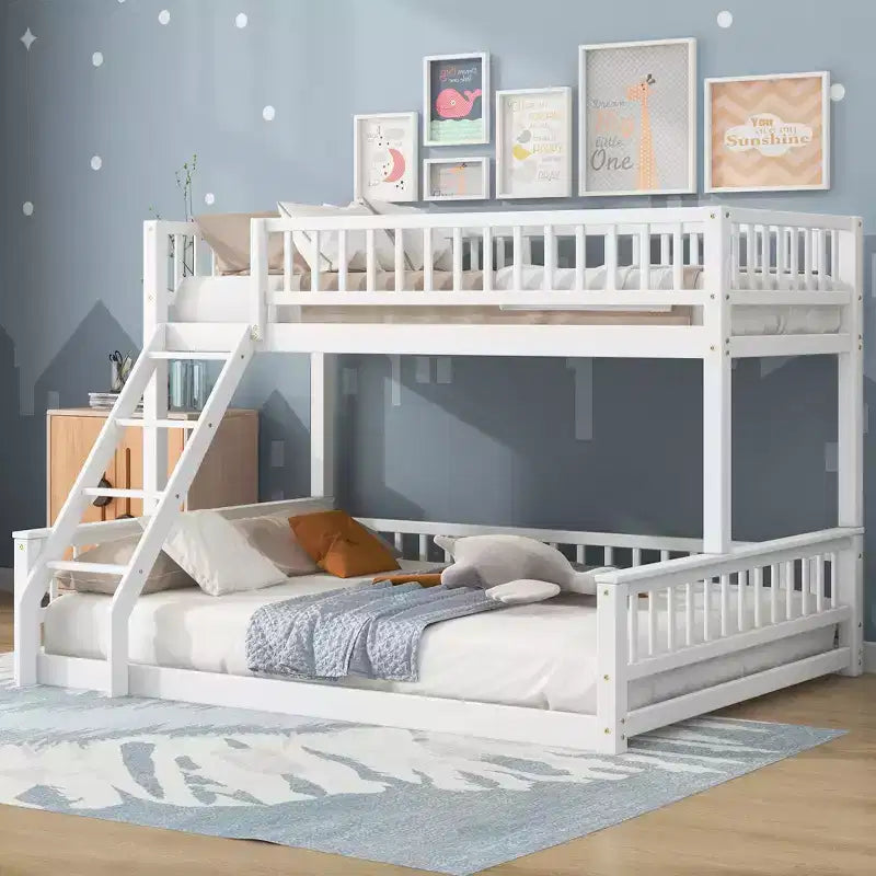 Lit en bois Twin XL avec garde-corps, échelle, assemblage facile