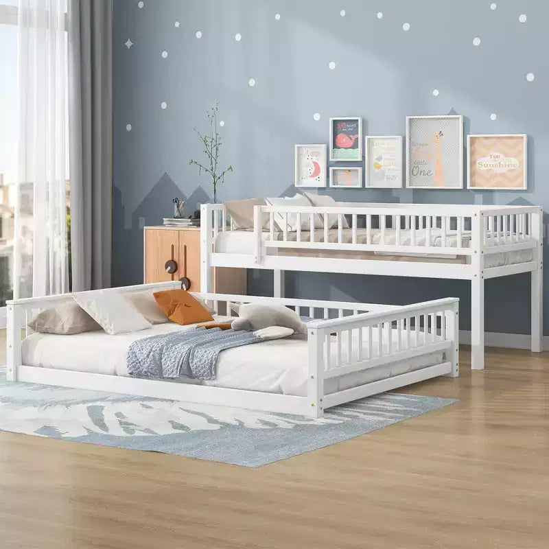 Lit en bois Twin XL avec garde-corps, échelle, assemblage facile