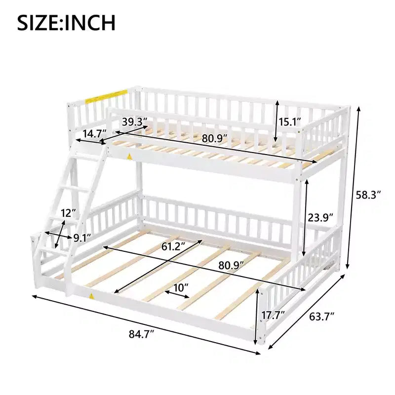 Lit en bois Twin XL avec garde-corps, échelle, assemblage facile