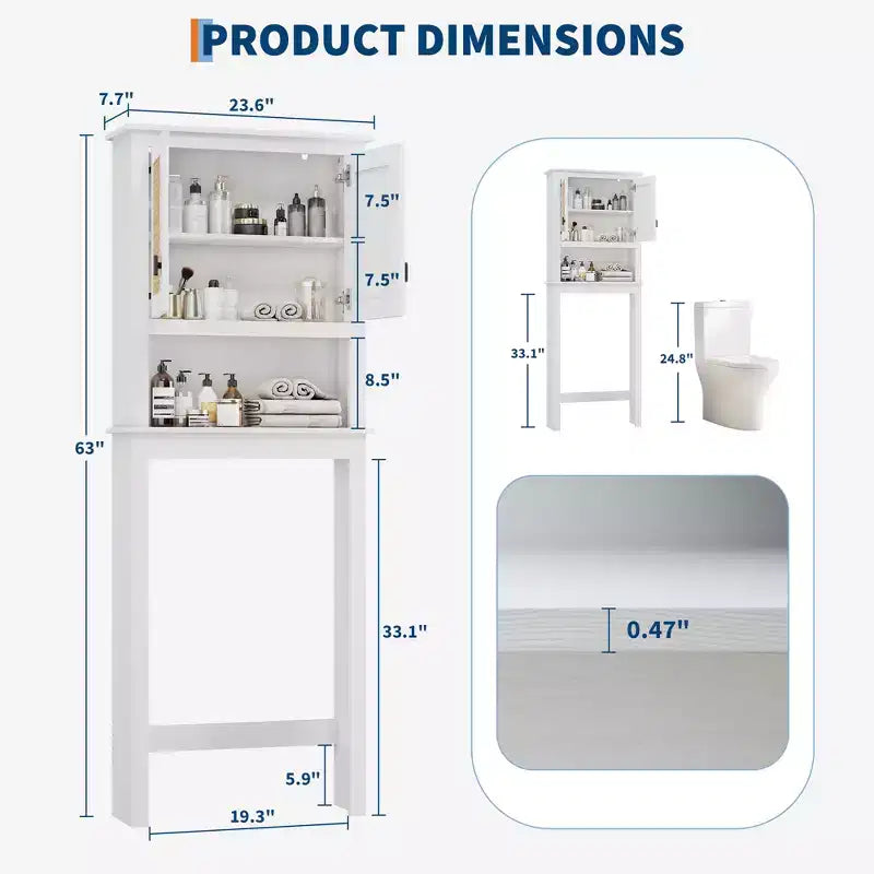 Meuble de rangement en rotin pour toilettes, étagère de salle de bain en bois sur pied avec étagères réglables, étagère haute peu encombrante derrière les toilettes