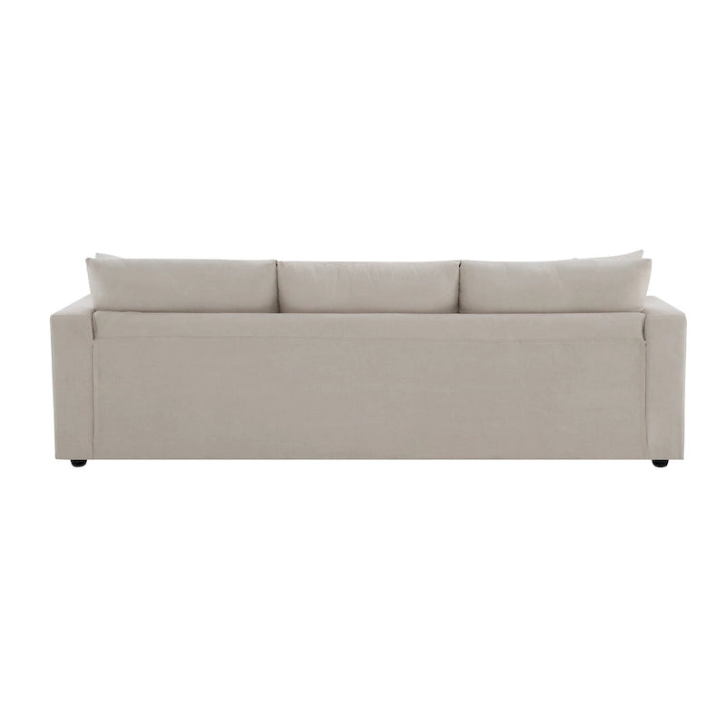 L-shaped Polyester Fabric Couch Set with 2 Free Pillows and Convertible Ottoman