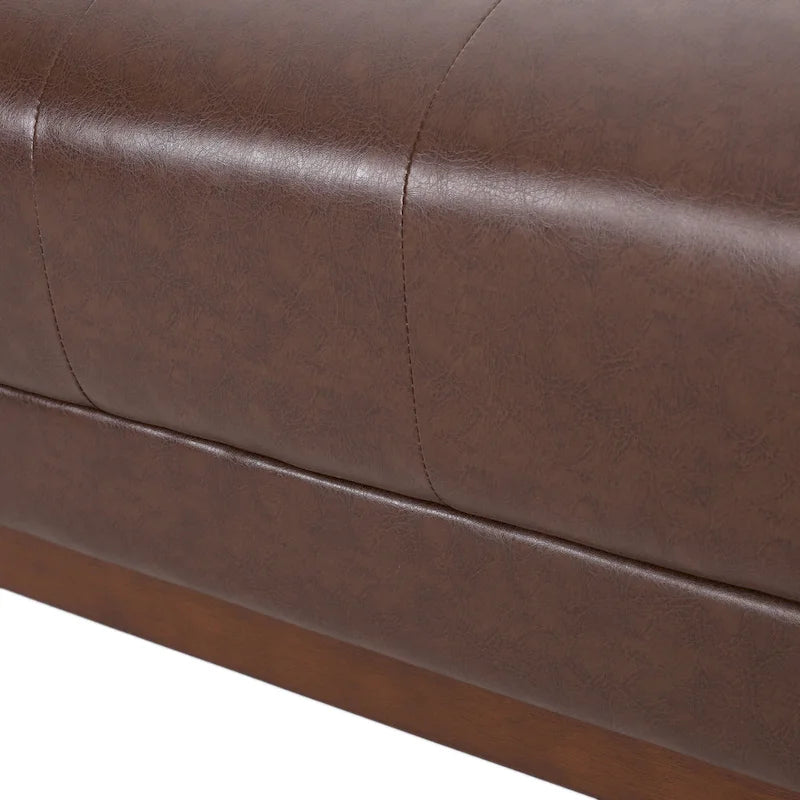 Dark Brown 80.75 Modern Button Tufted 3-Seater Sofa with Wood Legs
