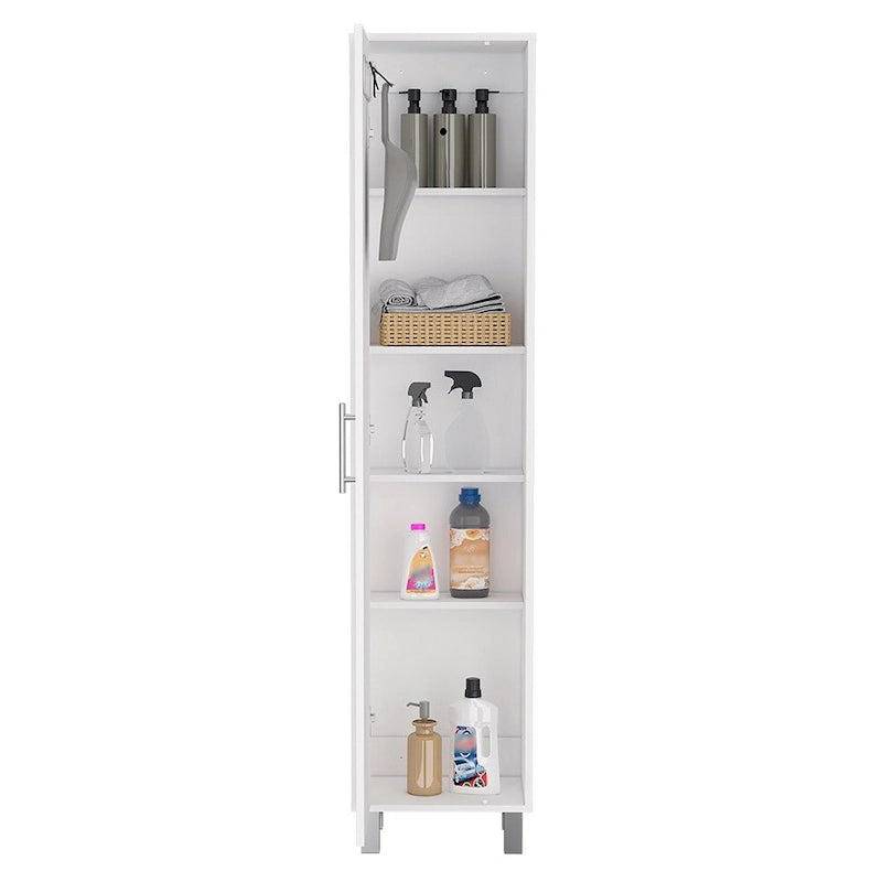 70 Tall Storage Cabinet Broom Closet with Broom Hangers,and Four Shelves