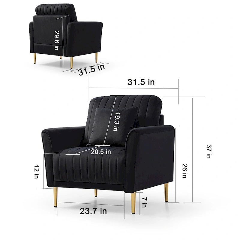 Velvet Accent Chair Living Room Chair Set of 2