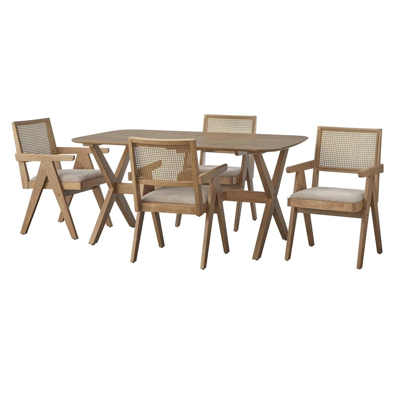 Lifestorey Baywood 5-Piece Solid Wood Armchair Dining Set