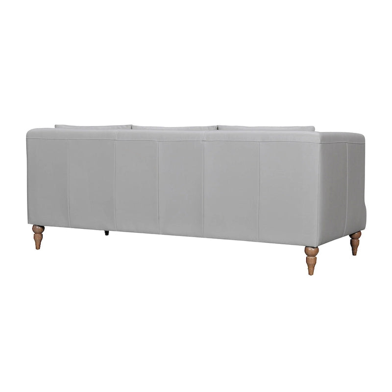 HomeRoots 85 Gray Leather Sofa With Brown Legs