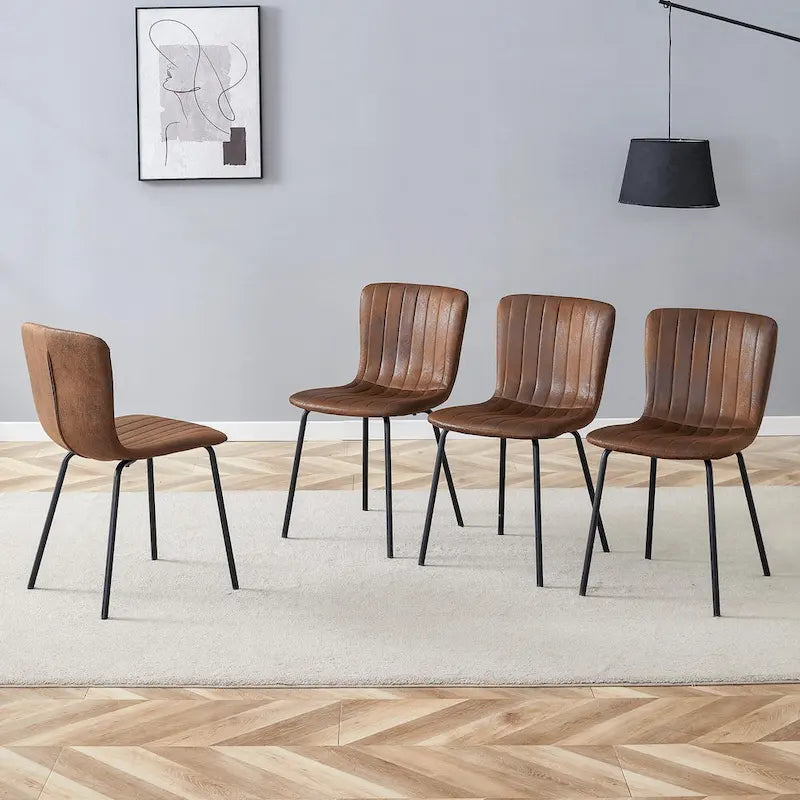 Classic Dining Chair Set of 4, Kitchen Armless Side Chair, Interior Decoration Chair with Metal Legs for Dining Room