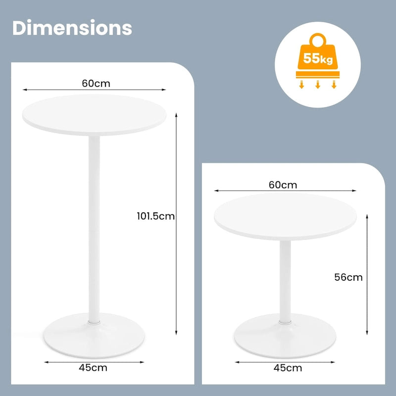 Gymax Round Bar Table w/ Adjustable Height & Metal Base Modern Style