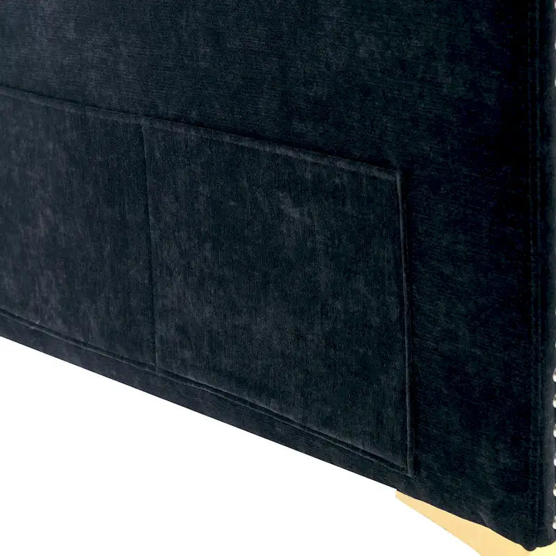 110.6 Velvet L-Shaped Sectional Sofa with Movable Ottoman and Storage Pockets