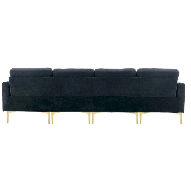 110.6 Velvet L-Shaped Sectional Sofa with Movable Ottoman and Storage Pockets