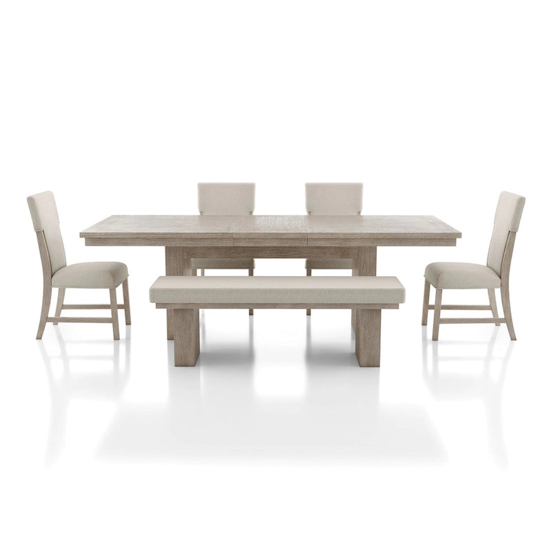 Furniture of America Yetaria Modern Farmhouse 6-Piece Natural Wood Dining Table Set