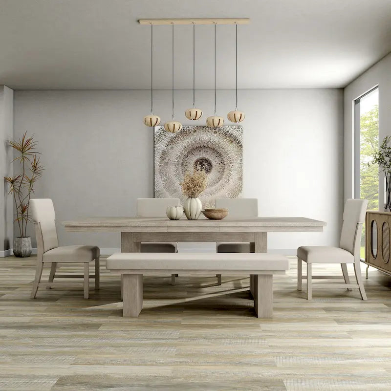 Furniture of America Yetaria Modern Farmhouse 6-Piece Natural Wood Dining Table Set