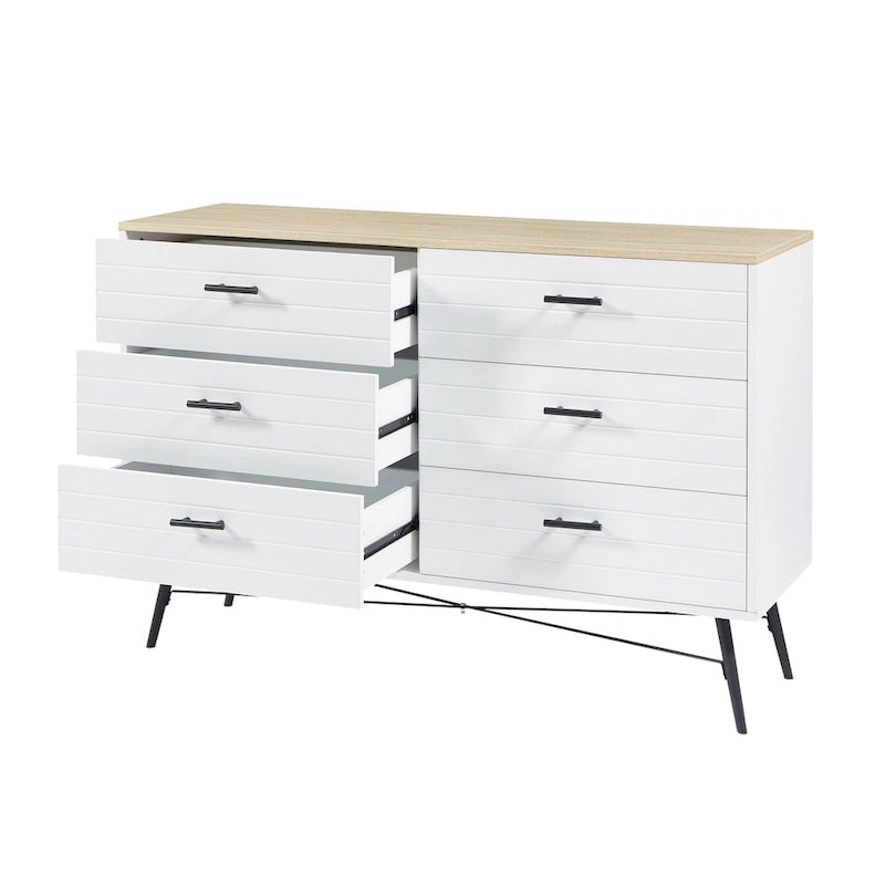 Rustic Style 47.24 Dresser TV Stand with 6 Deep Storage Drawers for Living Room
