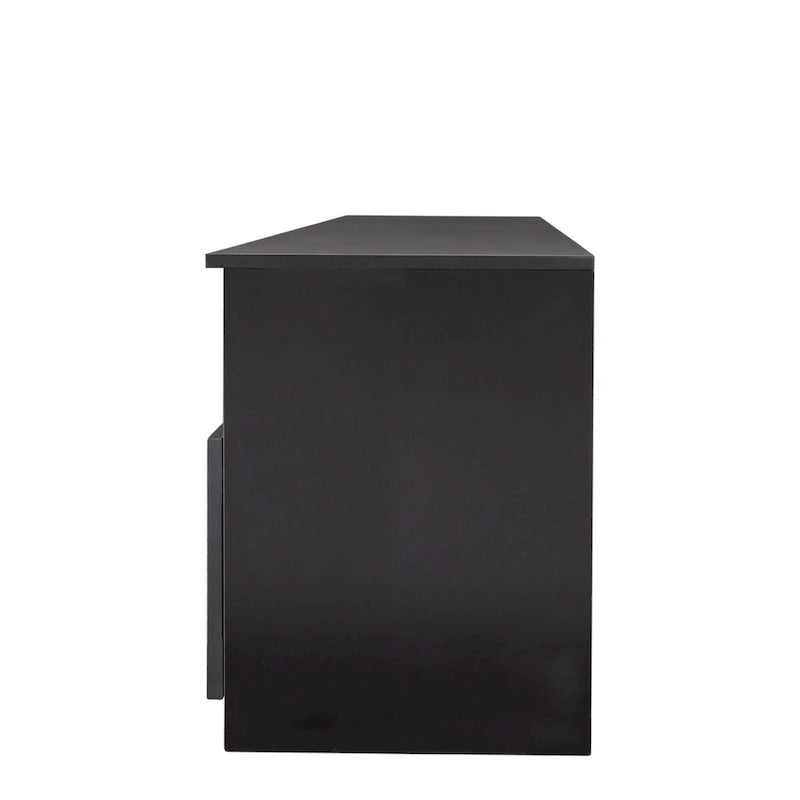 Black 70.87 TV Stand with 3 Open Storage Spaces and 3 Drawers for Living Room