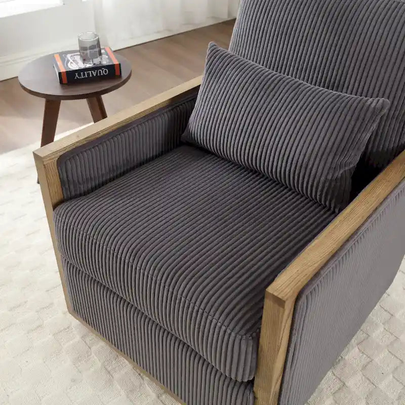 Modern 26.77 Upholstered 360 Swivel Barrel Chair with Sturdy Hardwood Frame for Living Room