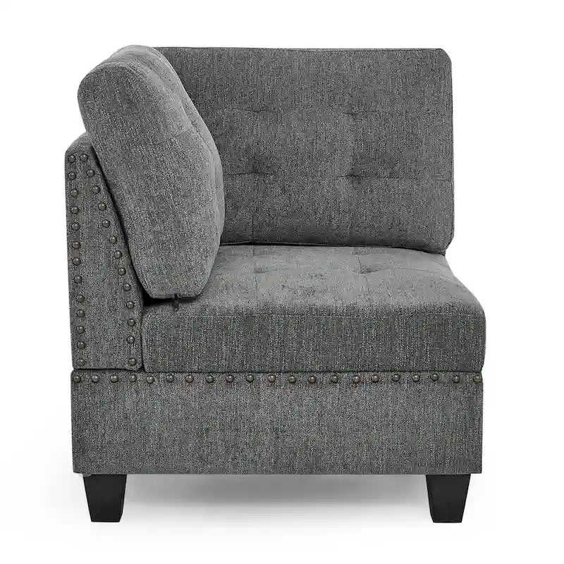 Grey 116 L-Shaped 6-Seat Sofa with Chairs and Storage