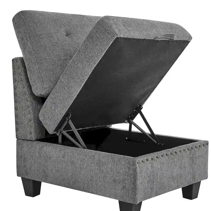 Grey 116 L-Shaped 6-Seat Sofa with Chairs and Storage