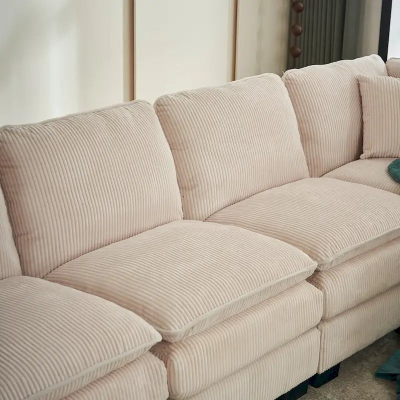 White 118.1 Luxurious U-Shaped 6-Seater Sofa