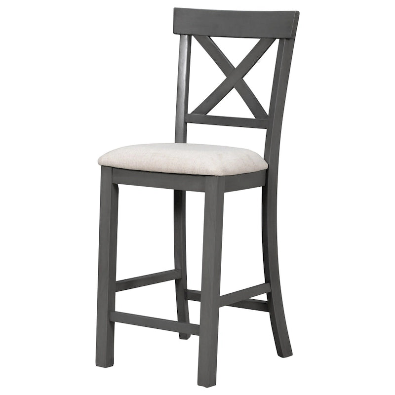 Vintage 6-Piece Counter Height Wooden Dining Table Set with 4 Chairs