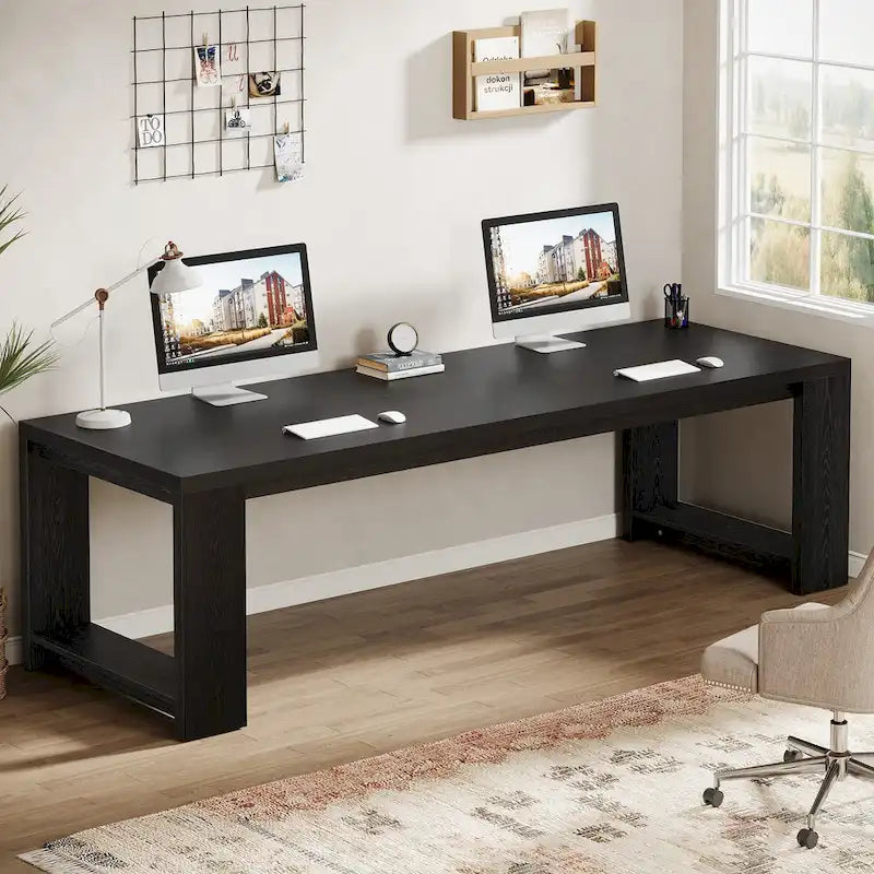 2 Person Desk, 86 Extra Long Desk, Double Computer Desk Workstation