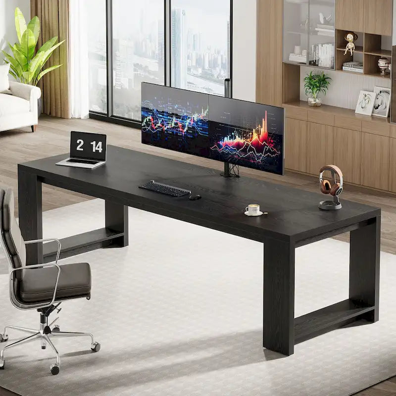 2 Person Desk, 86 Extra Long Desk, Double Computer Desk Workstation