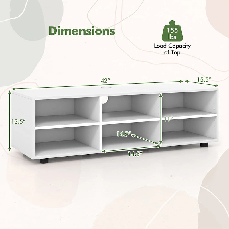 Gymax TV Cabinet for 50-Inch TV 42 TV Stand w/ 3 Adjustable Shelves