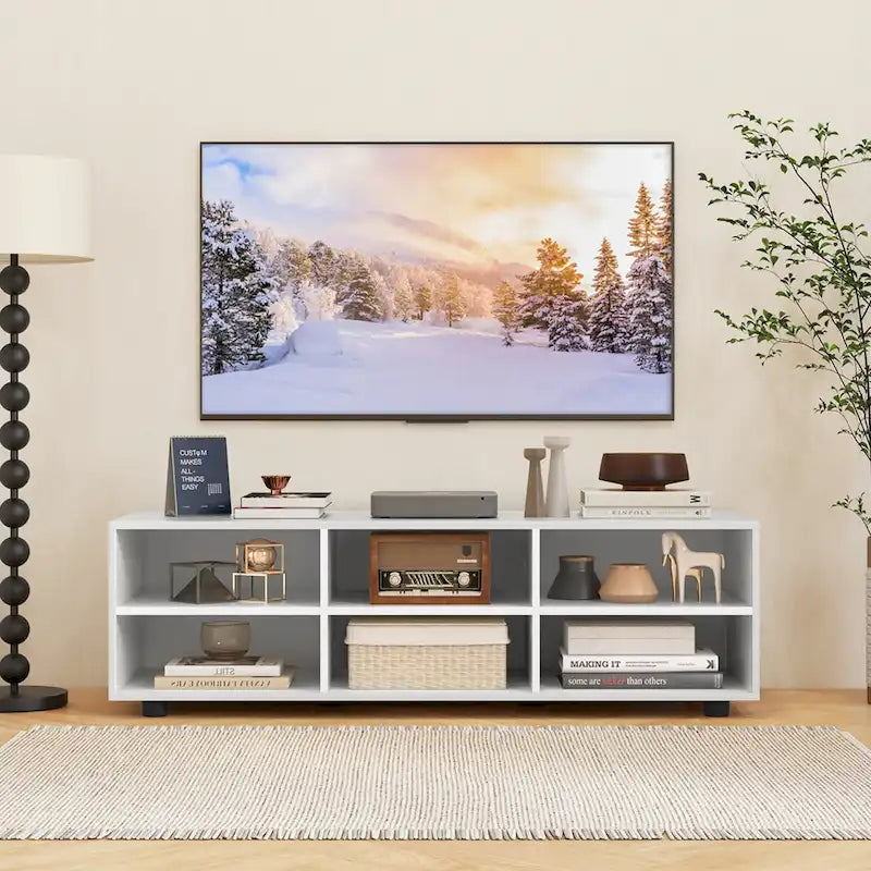 Gymax TV Cabinet for 50-Inch TV 42 TV Stand w/ 3 Adjustable Shelves
