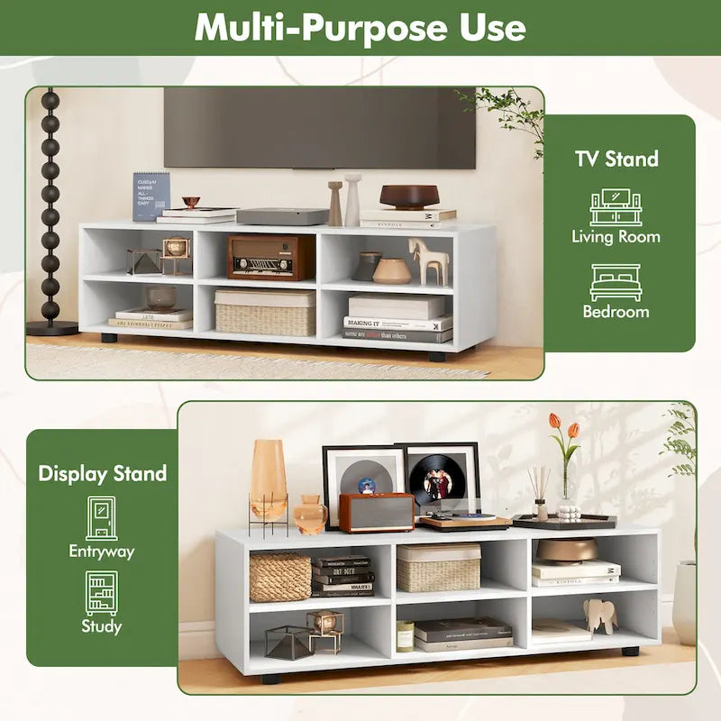 Gymax TV Cabinet for 50-Inch TV 42 TV Stand w/ 3 Adjustable Shelves