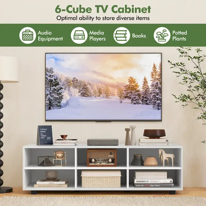 Gymax TV Cabinet for 50-Inch TV 42 TV Stand w/ 3 Adjustable Shelves