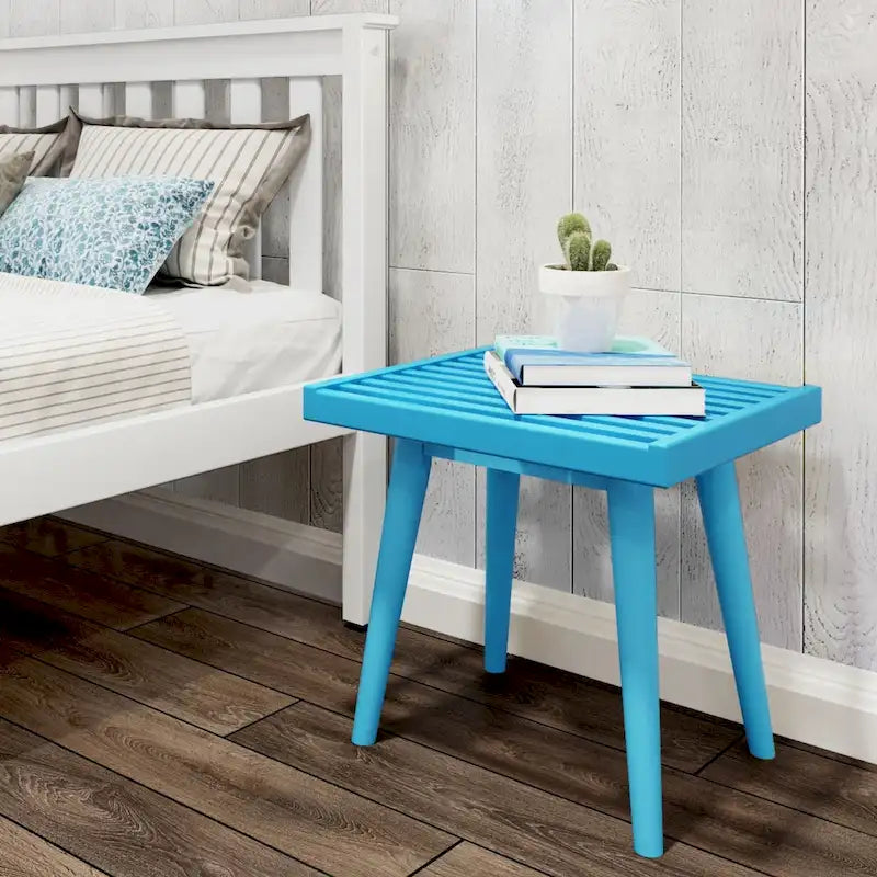 Plank and Beam Mid Century Modern Wood Square Bench