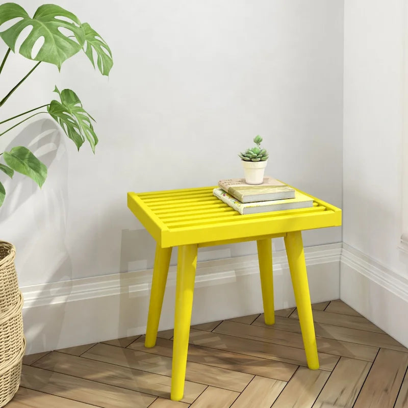 Plank and Beam Mid Century Modern Wood Square Bench