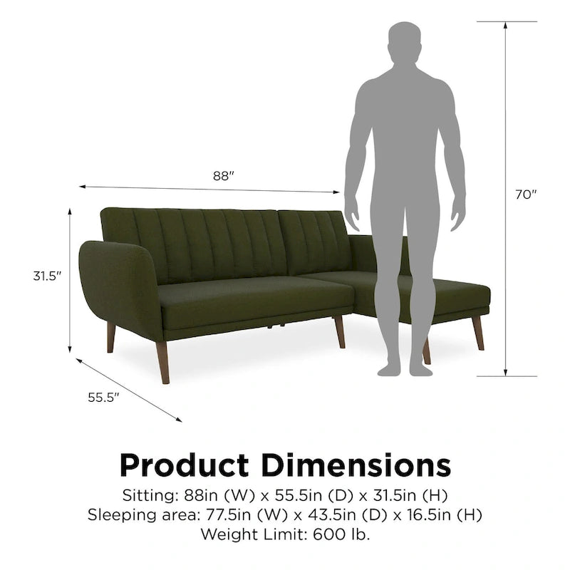 The Novogratz Brittany Sectional Futon Sofa