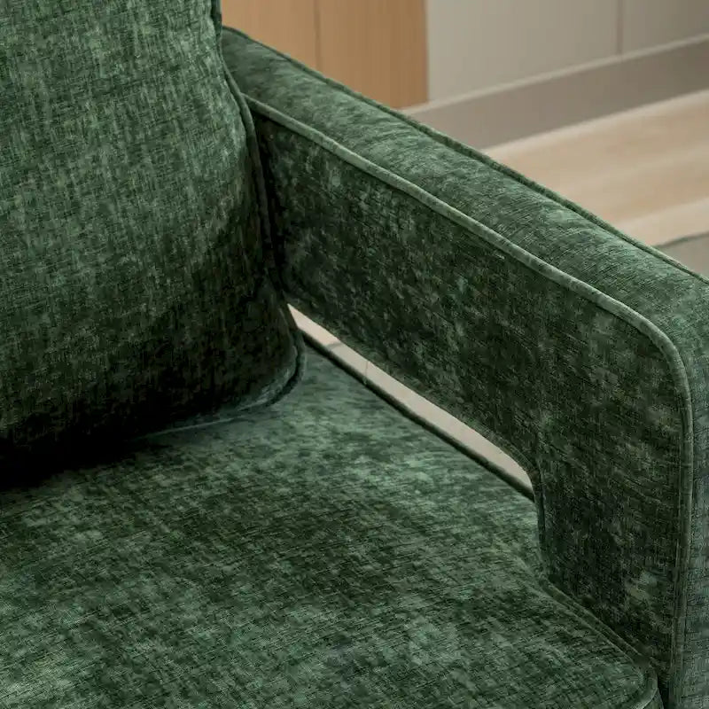 Modern Upholstered Swivel Open-Back Barrel Chair With Pillow