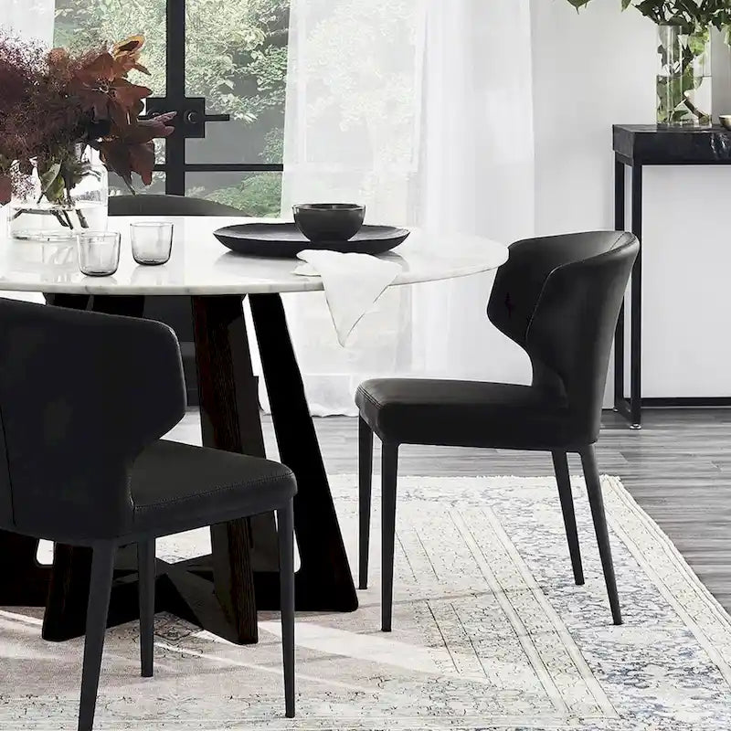 Cabo Mid-century Modern Faux Leather Wingback Dining Chair