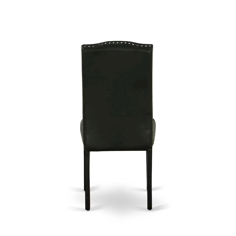 East West Furniture Dining Set- a Dining Table and Black Pu Leather Parson Chairs, Wire brushed Black.(Pieces Options)