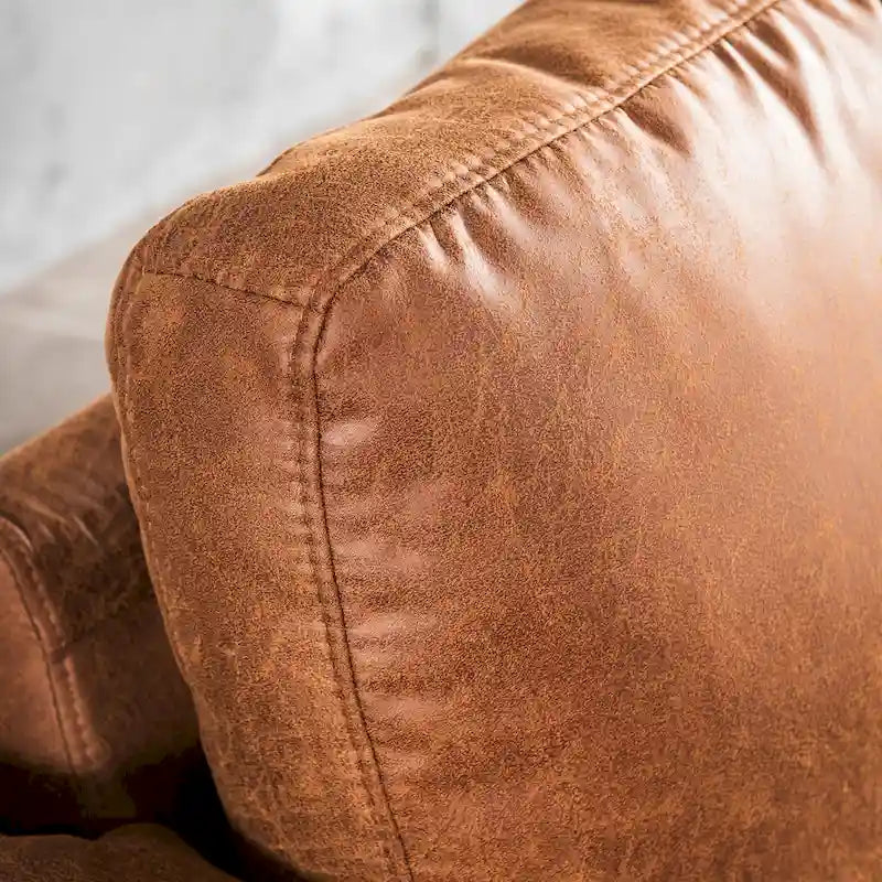 OVIOS Mid-Century Suede Reversible Chaise Sofa With Metal Legs