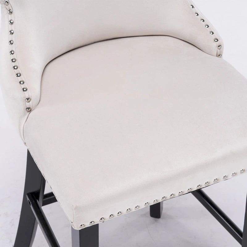 Velvet Wing-Back Barstools with Button Tufted,Set of 2