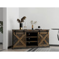 Bridgevine Home Farmhouse 66 inch Corner TV Stand for TVs up to 80 inches, No Assembly Required, Barnwood Finish