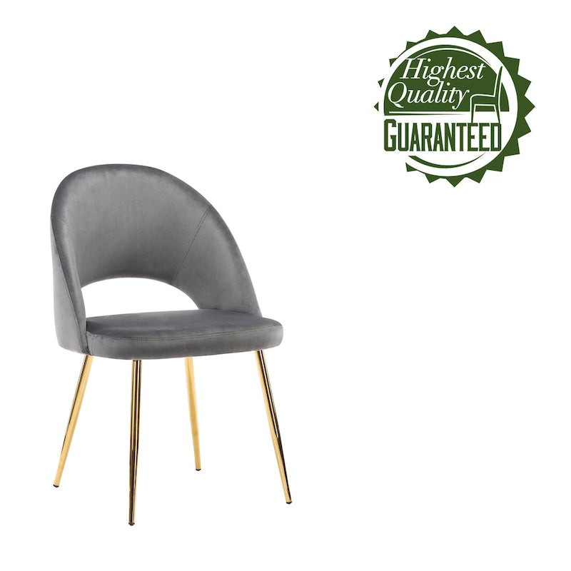 Porthos Home Batia Velvet Dining Chairs w/ Goldtone Metal Legs (Set of 2)