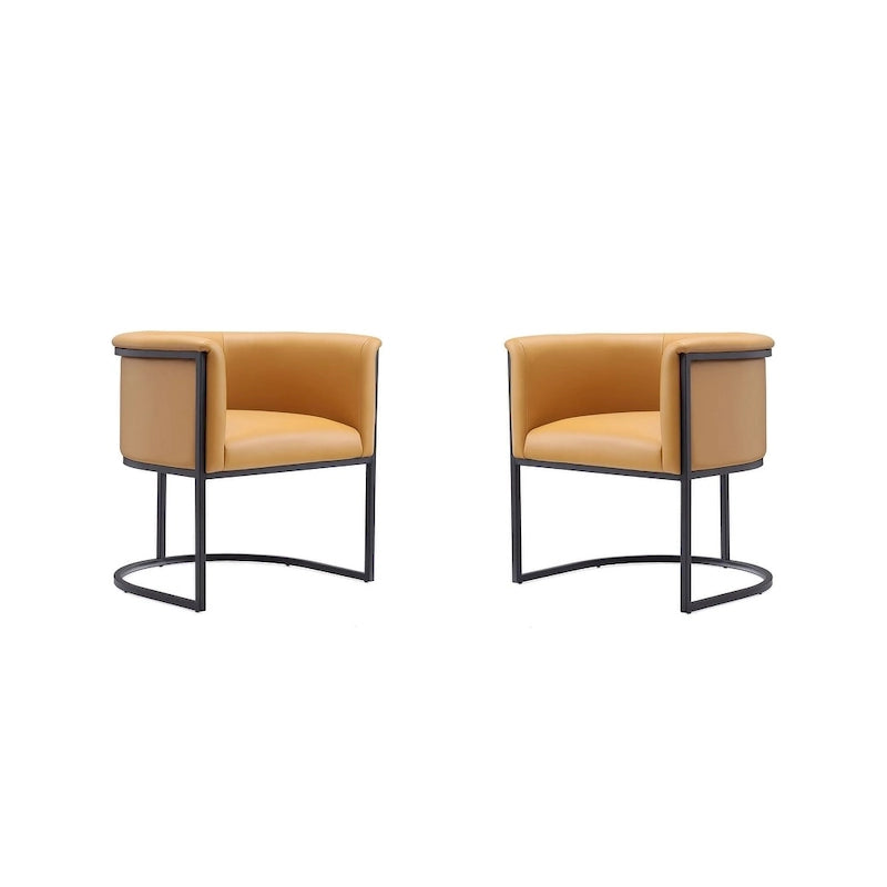 Bali Saddle and Black Faux Leather Dining Chair (Set of 2)