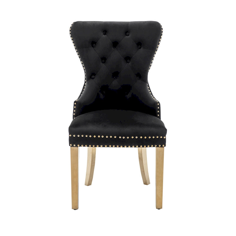Porthos Home Caily Tufted Velvet Dining Chairs with Gold Chrome Legs, Set of 2
