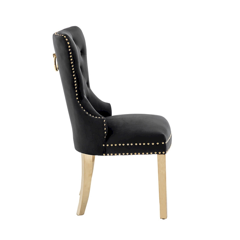 Porthos Home Caily Tufted Velvet Dining Chairs with Gold Chrome Legs, Set of 2