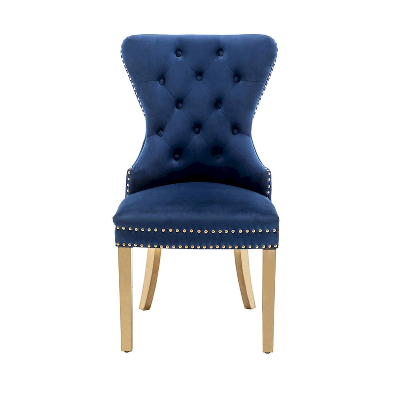 Porthos Home Caily Tufted Velvet Dining Chairs with Gold Chrome Legs, Set of 2