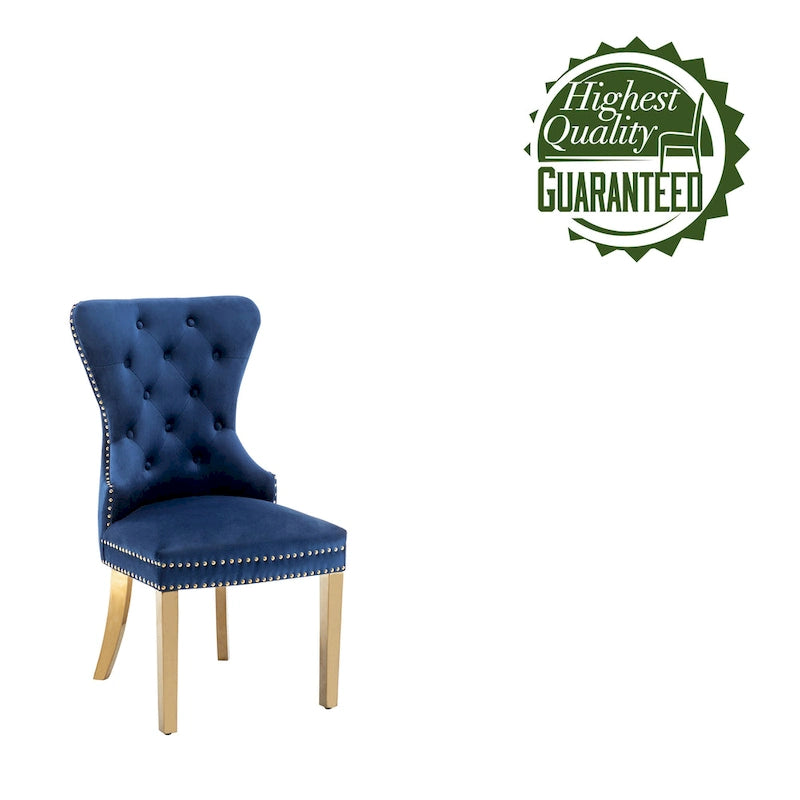 Porthos Home Caily Tufted Velvet Dining Chairs with Gold Chrome Legs, Set of 2