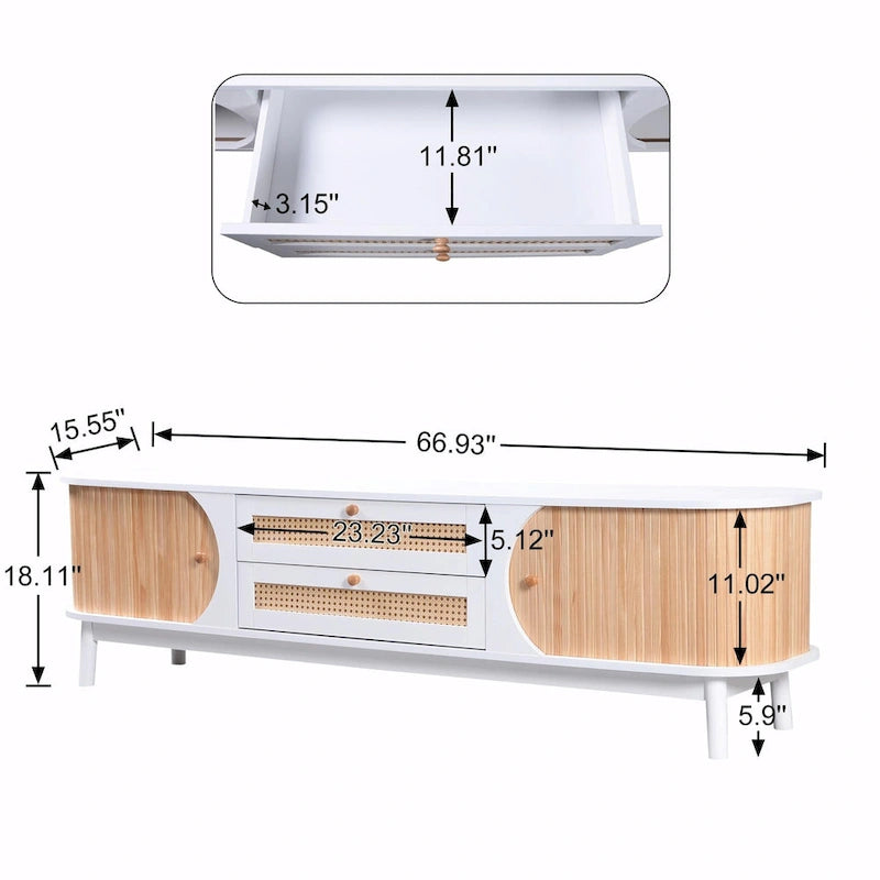 Modern Farmhouse Media Console with Solid Wood Legs