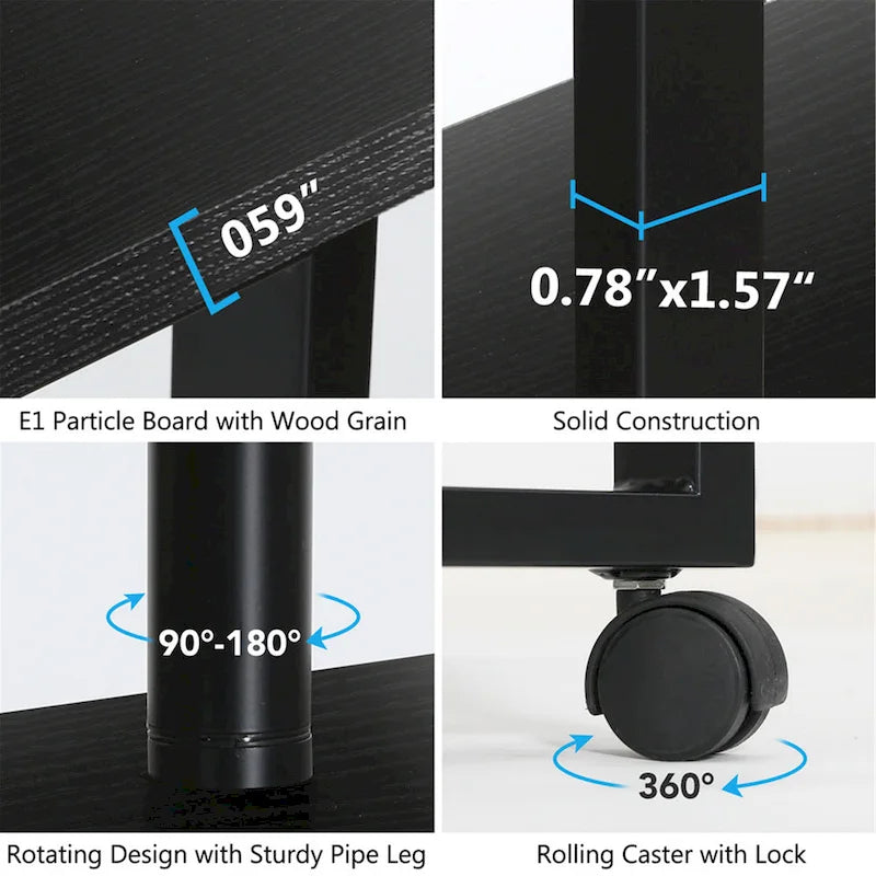 L-Shaped Rotating Computer Desk with Bookshelf