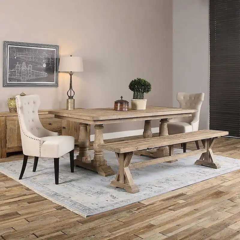 Uttermost Stratford 19 x 76 Solid Wood Farmhouse Trestle Base Dining