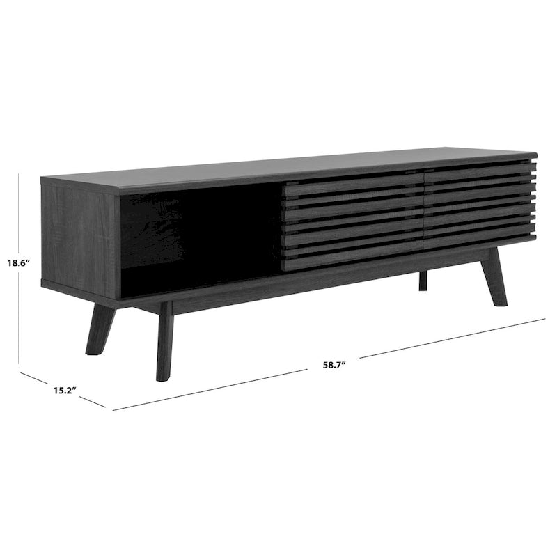 SAFAVIEH Teela Walnut 59-inch Storage Media TV Stand - 59 W x 15 L x 19 H - 59Wx15Dx19H