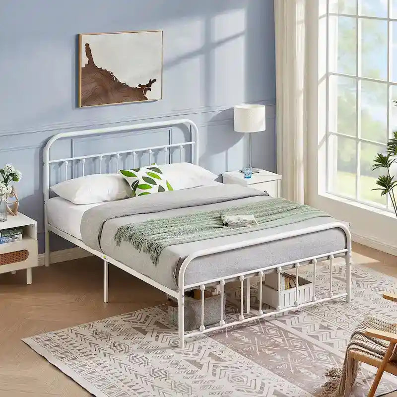 Javlergo Metal Platform Bed Frame with Headboard and Footboard, No Box Spring Needed